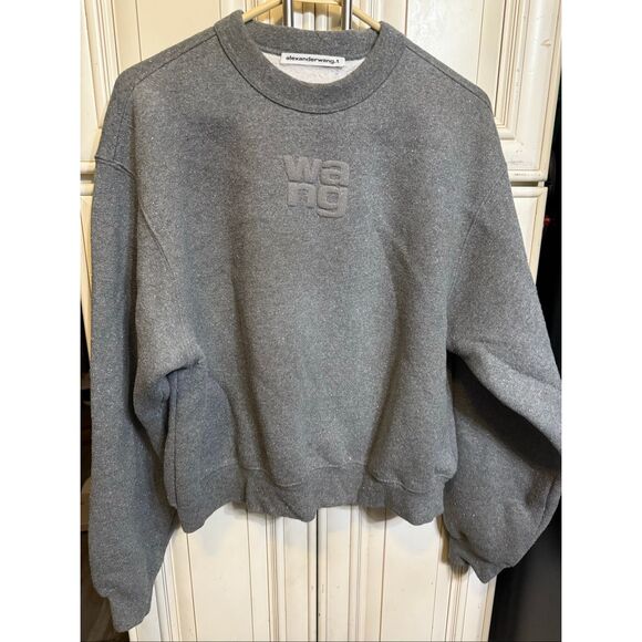 Alexander Wang Women's Crew Neck Balloon Sleeve Pullover Sweatshirt Gray Small - Picture 1 of 16